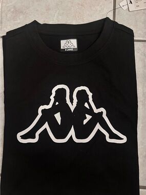 Kappa Black Tee with White Back-to-Back Logo